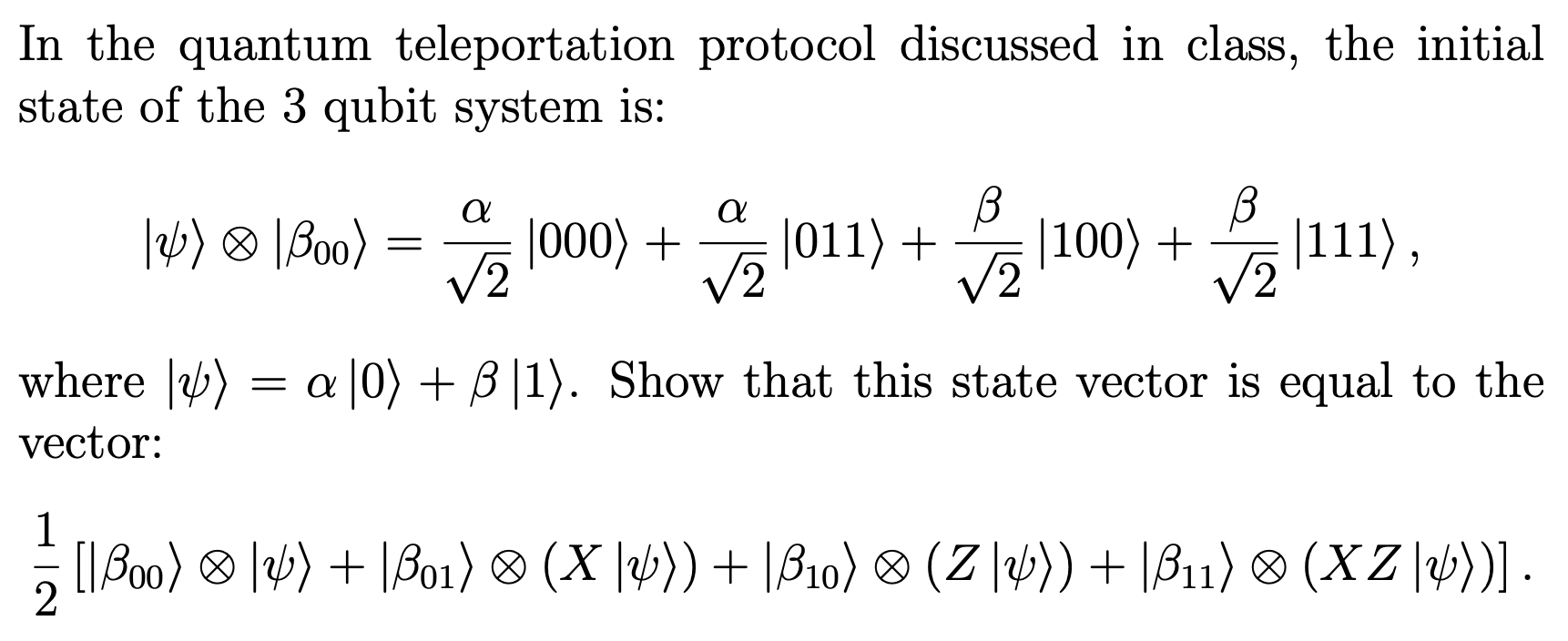 quantum teleportation bell expression